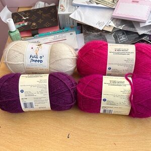 Full O' Sheep Yarn Bundle - Cream, Pink, Purple